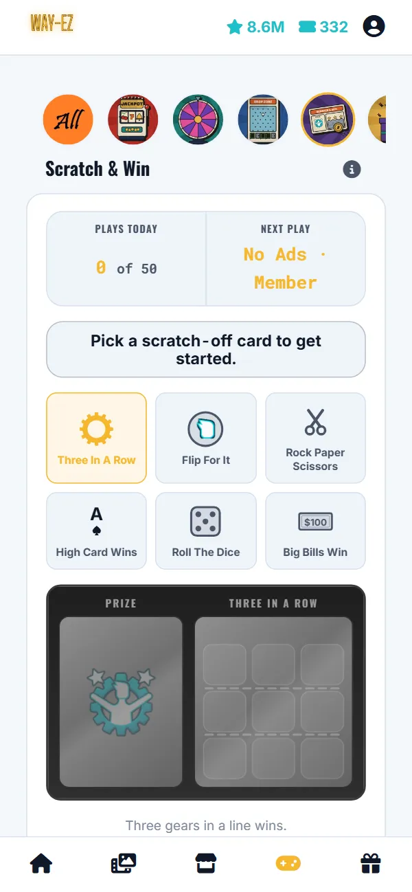 WAY-EZ in the app: Scratch & Win