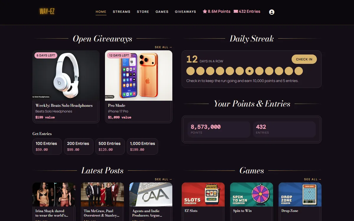 The Velvet theme on a creator's home page